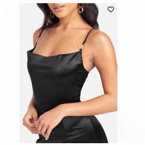 SATIN GOLD RING MINI DRESS